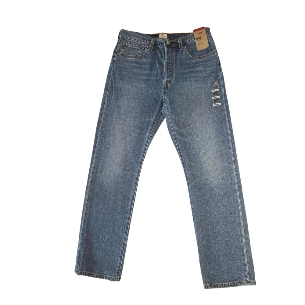 Levi's 501 Original Blue Denim Jeans Women W32 L30 High Rise Button Fly Straight